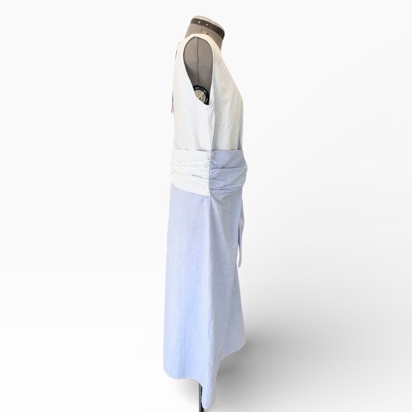 MISOOK Colorblock Striped Twist Front Sleeveless Midi Dress Resortwear Size L - Picture 9 of 10